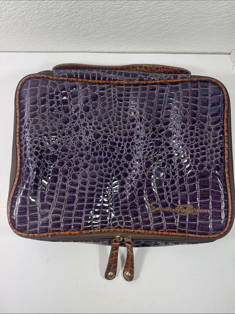 Signature Purple Croc-Pattern Samantha Brown Travel Case